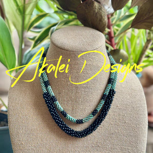 Two Necklace Set - Turquoise & Black Picasso Necklaces