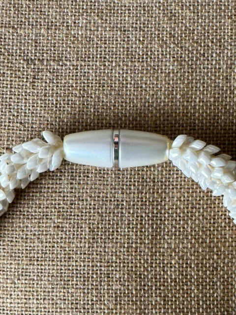 White Glossy Pearl Dragon Scales Necklace